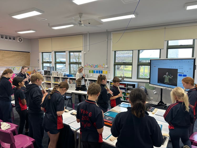 Students practising the recorder as part of our HPGE music program.